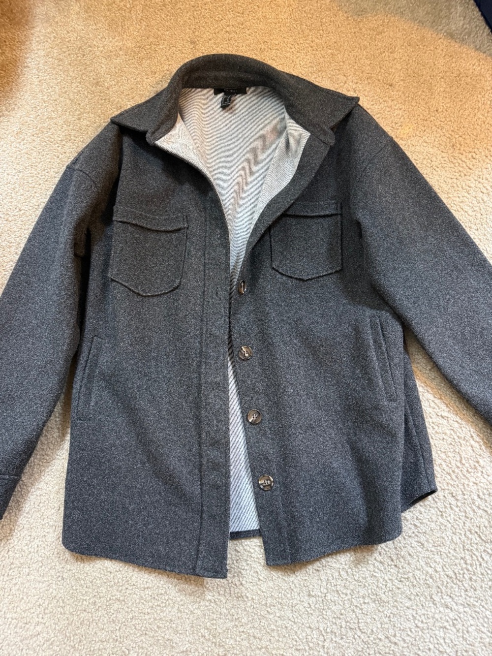 Forever 21 Wool Blend Shacket Gray Sz M Oversized Jacket Coat Collared